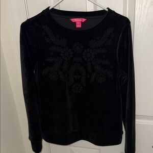 Lilly Pulitzer Black Embroidered Velour Sweatshirt